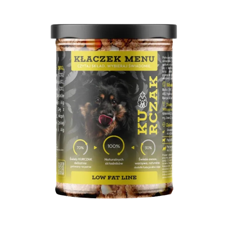 Kłaczek Menu Kurczak 400 g — mokra karma dla psa w szklanym słoiku